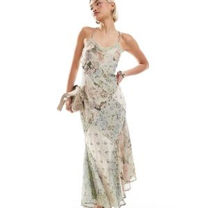 Reclaimed Vintage cami midi dress in patchwork floral print.